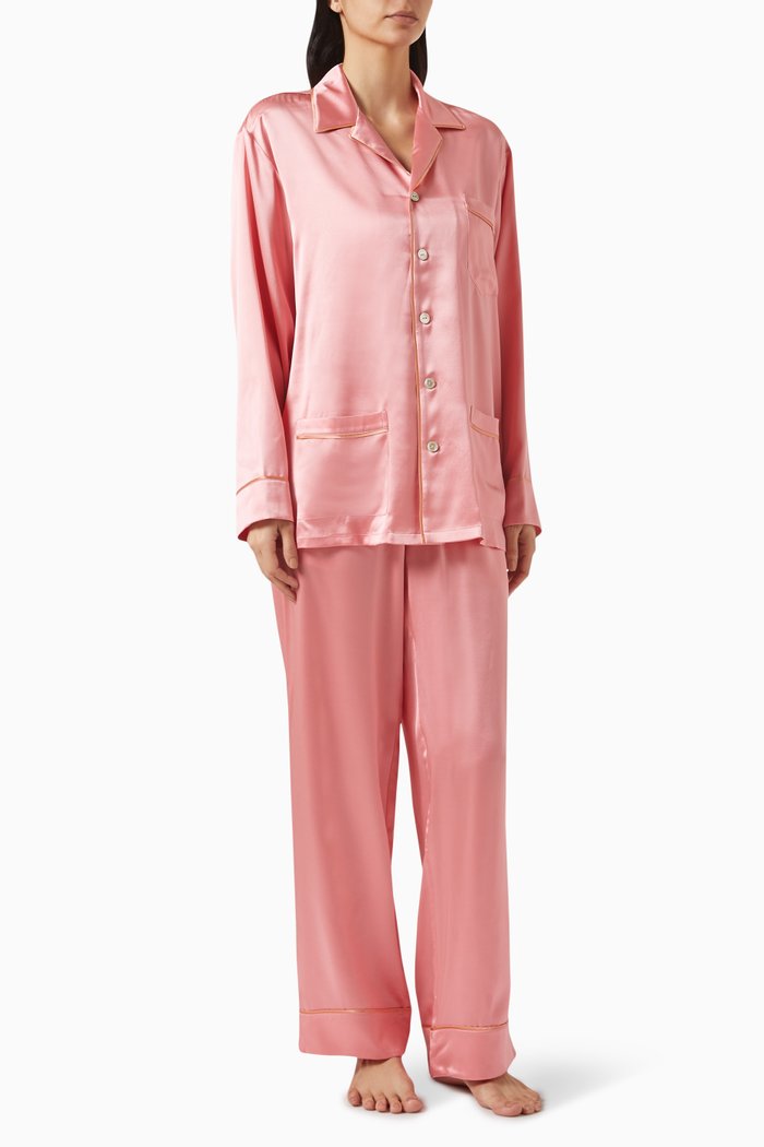 

Yves Pyjama Set in Silk, Pink