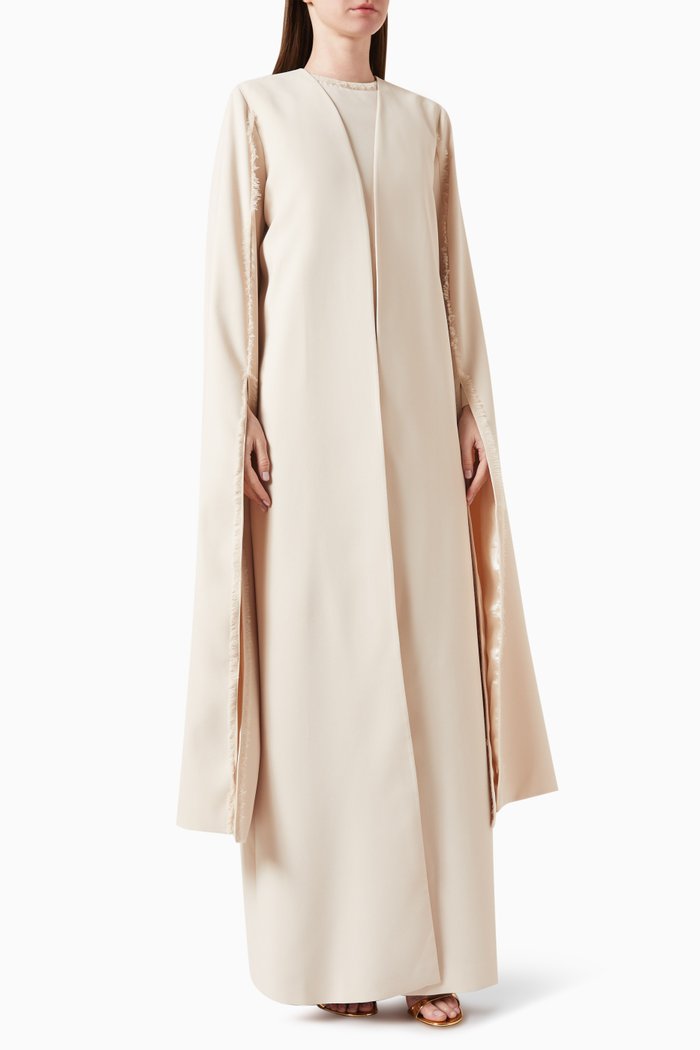 

Embellished Maxi Dress in Soft Crepe, Neutral