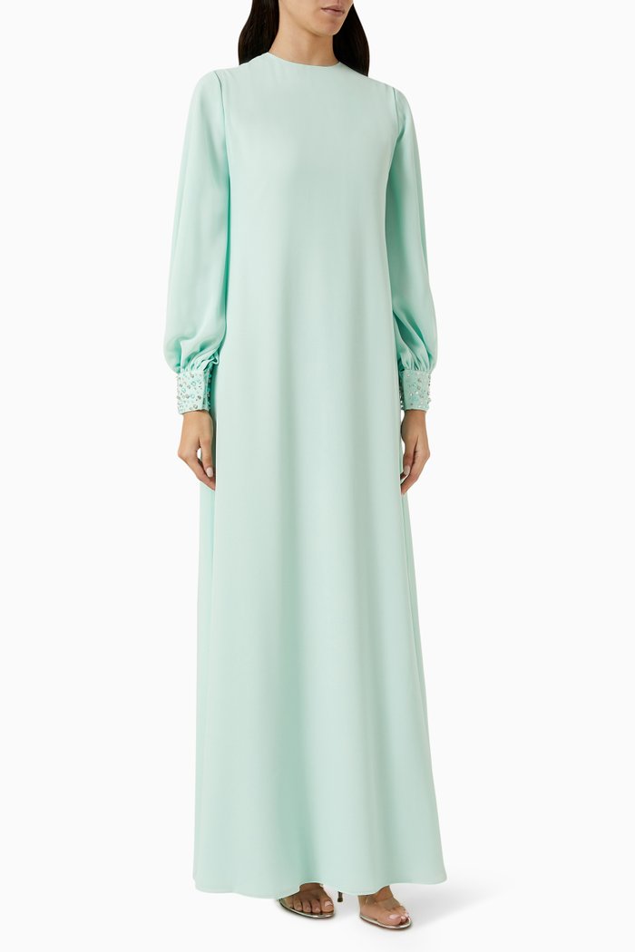 

Bead-embellished Maxi Dress in Chiffon, Green