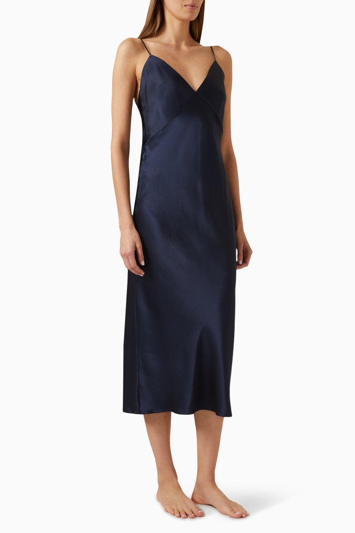 

Issa Slip Dress in Silk Satin, Blue