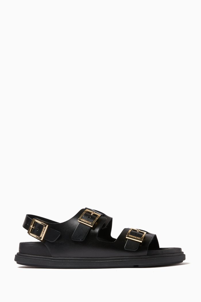 

Cannes Sandal in Natural Leather, Black