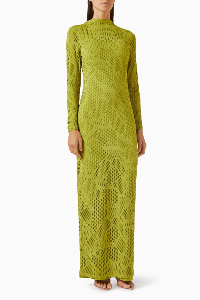 

Isa Maxi Dress in Stretch-cotton, Green