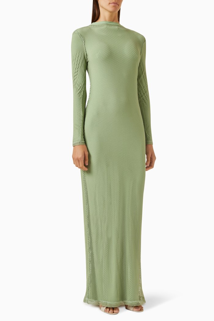 

Isa Maxi Dress in Stretch-cotton, Green