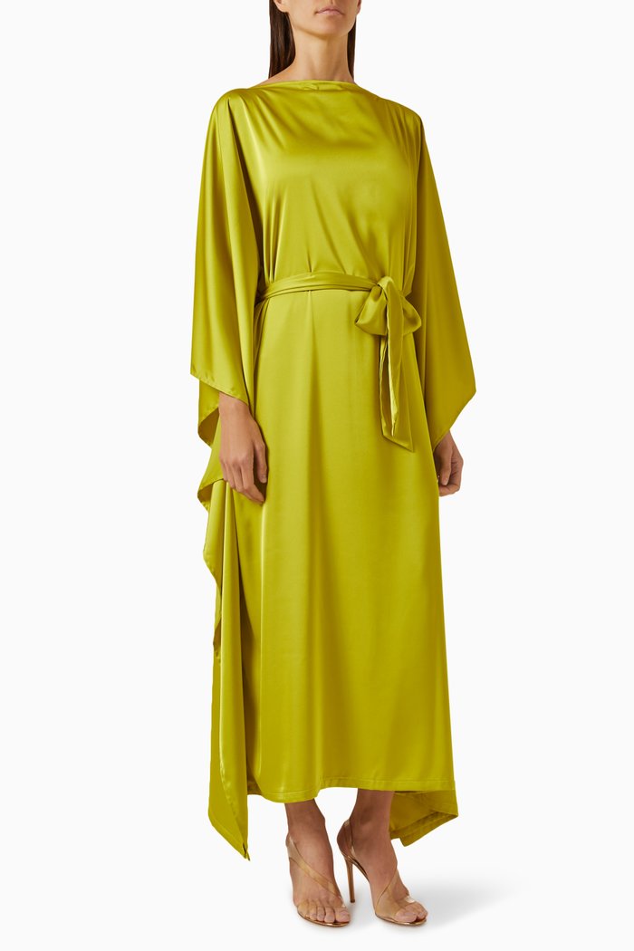 

Meka Kaftan Maxi Dress in Satin, Yellow