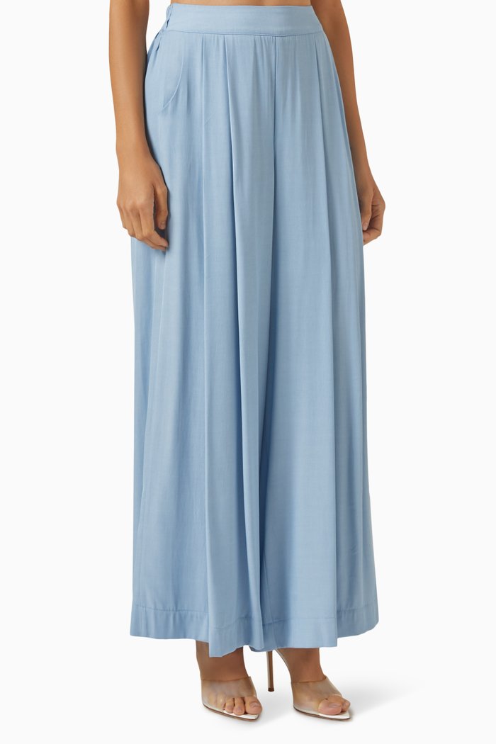 

Dai Wide-leg Pants in Cotton, Blue