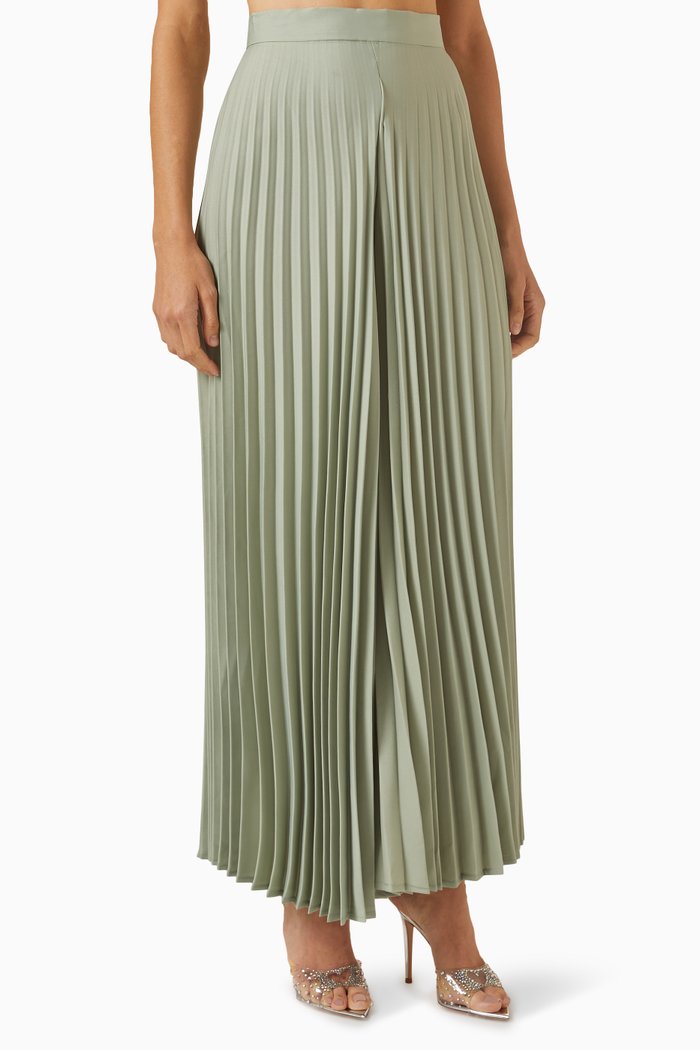

Neya Pleated Wide-leg Pants, Green