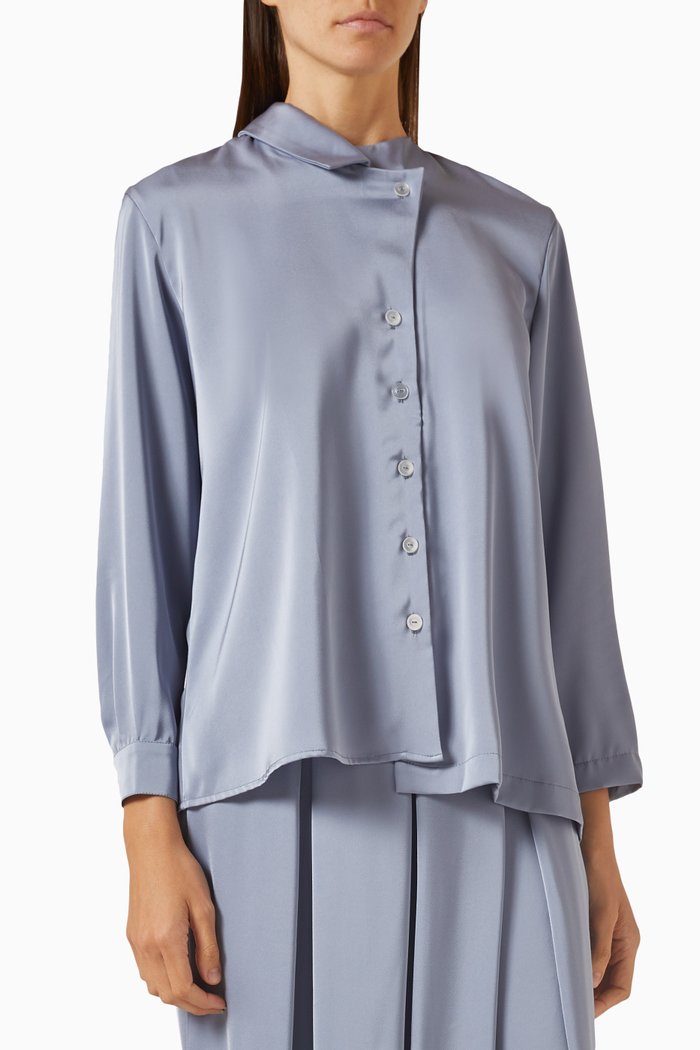 

Seina Asymmetrical Shirt in Satin, Blue