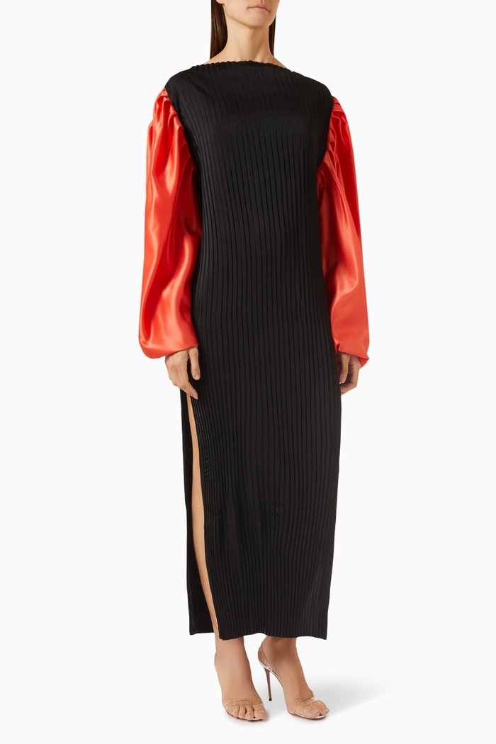 

Yue Puff-sleeve Maxi Dress, Black