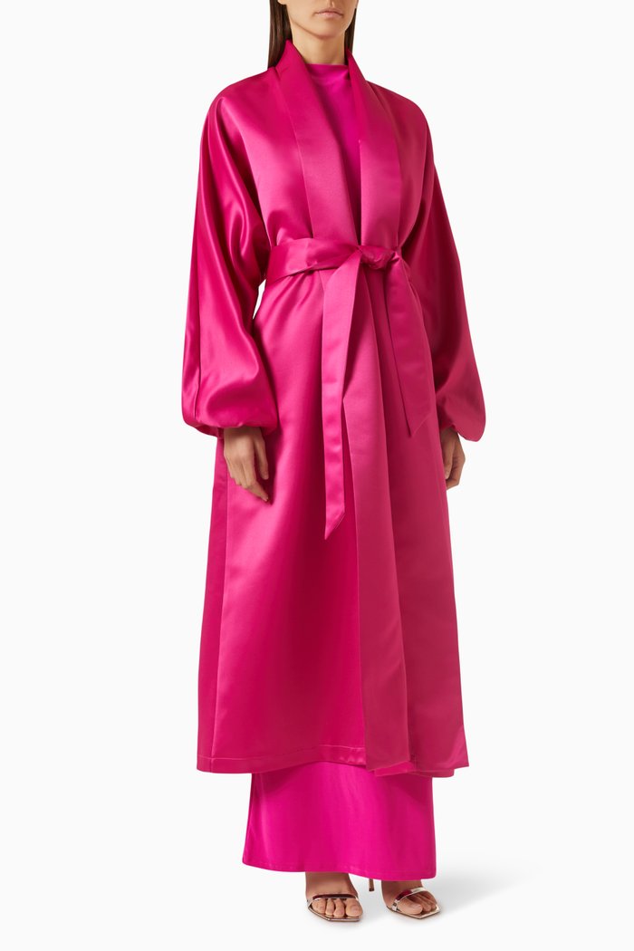 

Umi Coat Maxi Dress in Satin, Pink