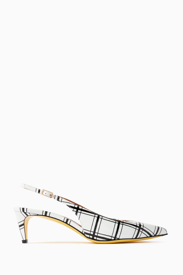 

Rhythm Check Slingback Mules in Leather, White