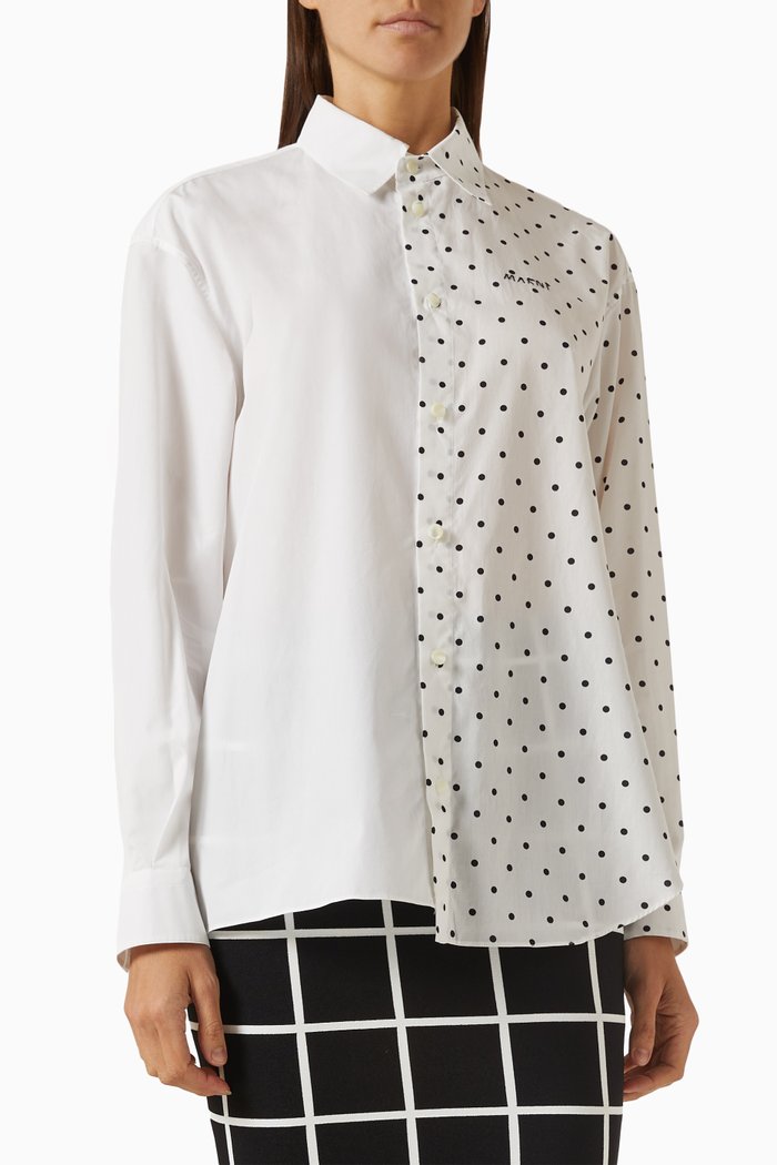 

Polka-dot Shirt in Cotton Poplin, White