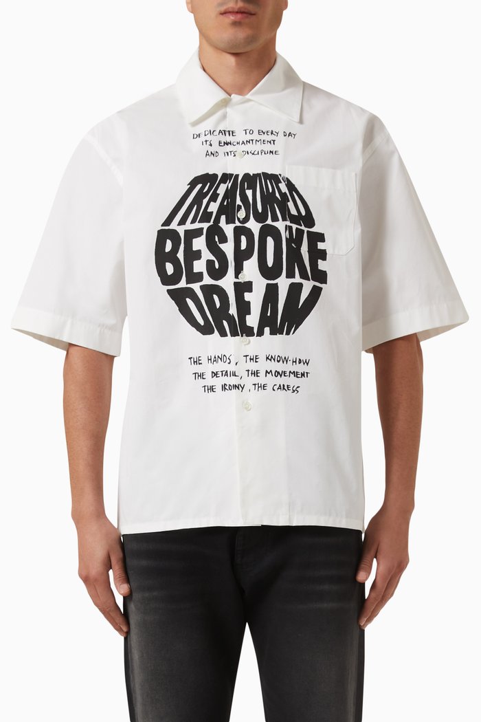 

Printed Bowling Shirt in Cotton-poplin, White