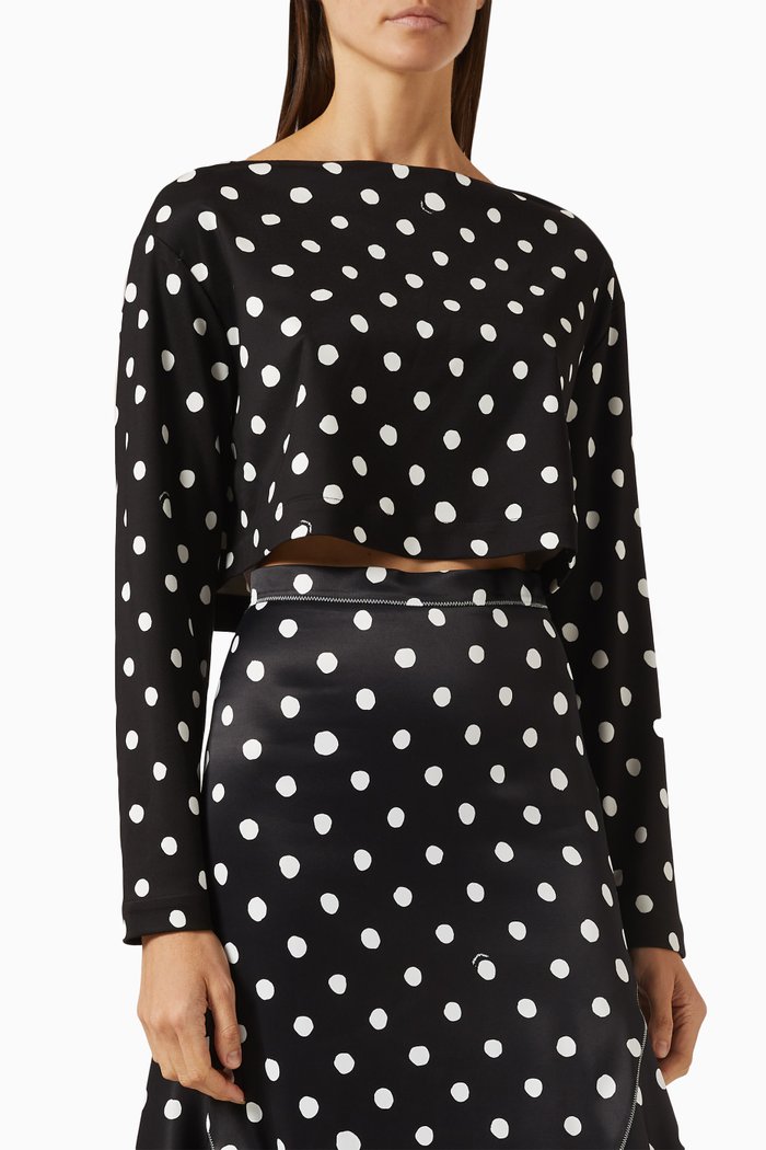 

Polka-dot Top in Stretch Viscose, Black