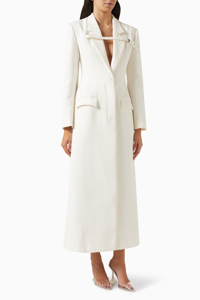 

Talgo Bar Suit Blazer Coat in Twill-suiting, White