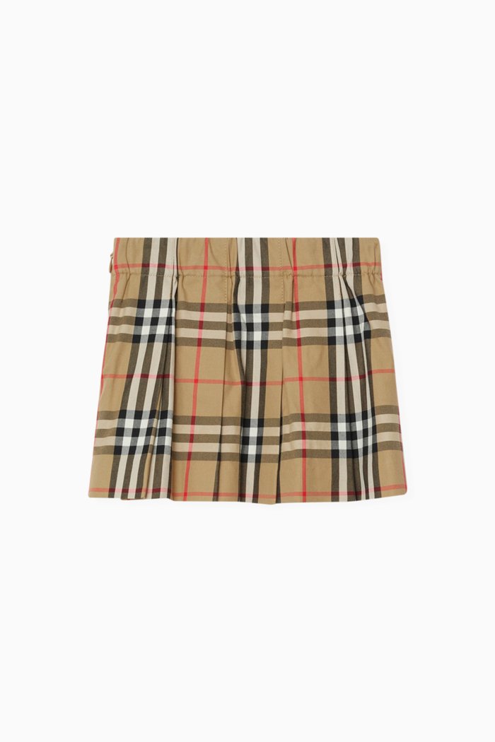 

Check Pleated Skirt in Cotton, Neutral
