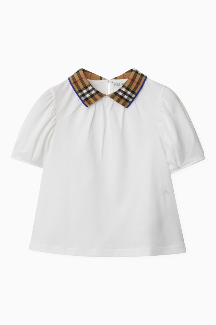 Alesea Check-print Top in Cotton, White