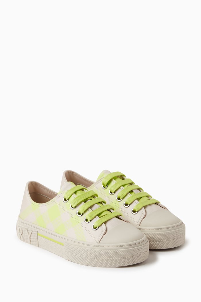 

Check Sneakers in Cotton Canvas, Yellow