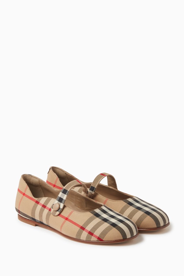 

Check Ballerina Flats in Cotton, Neutral