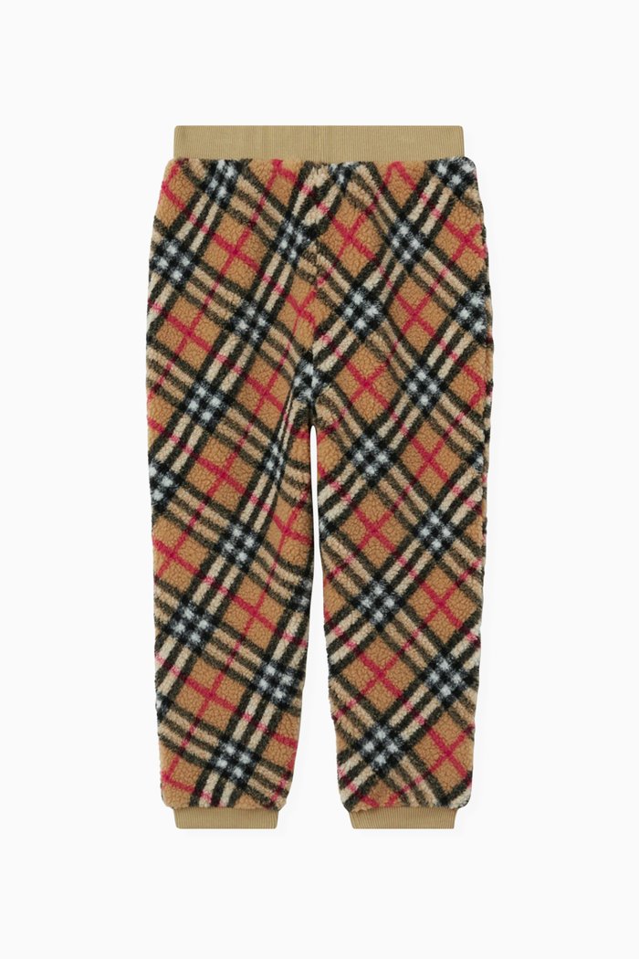 

Check Print Track Pants in Fleece, Neutral