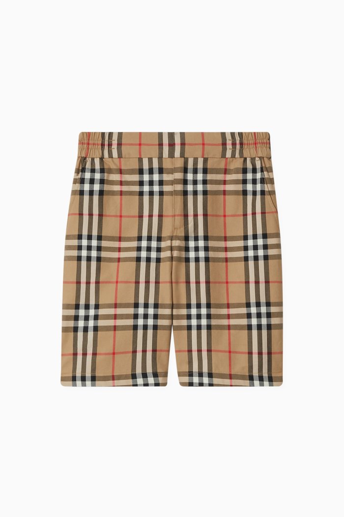 

Check Shorts in Cotton Twill, Neutral