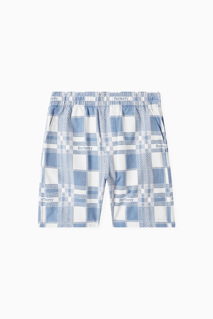 

Check-print Shorts in Cotton, Blue