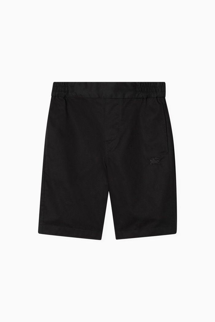

Equestrian Knight Motif Shorts in Cotton, Black