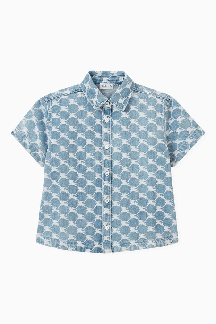 

Printed Knight Shirt in Cotton, Blue