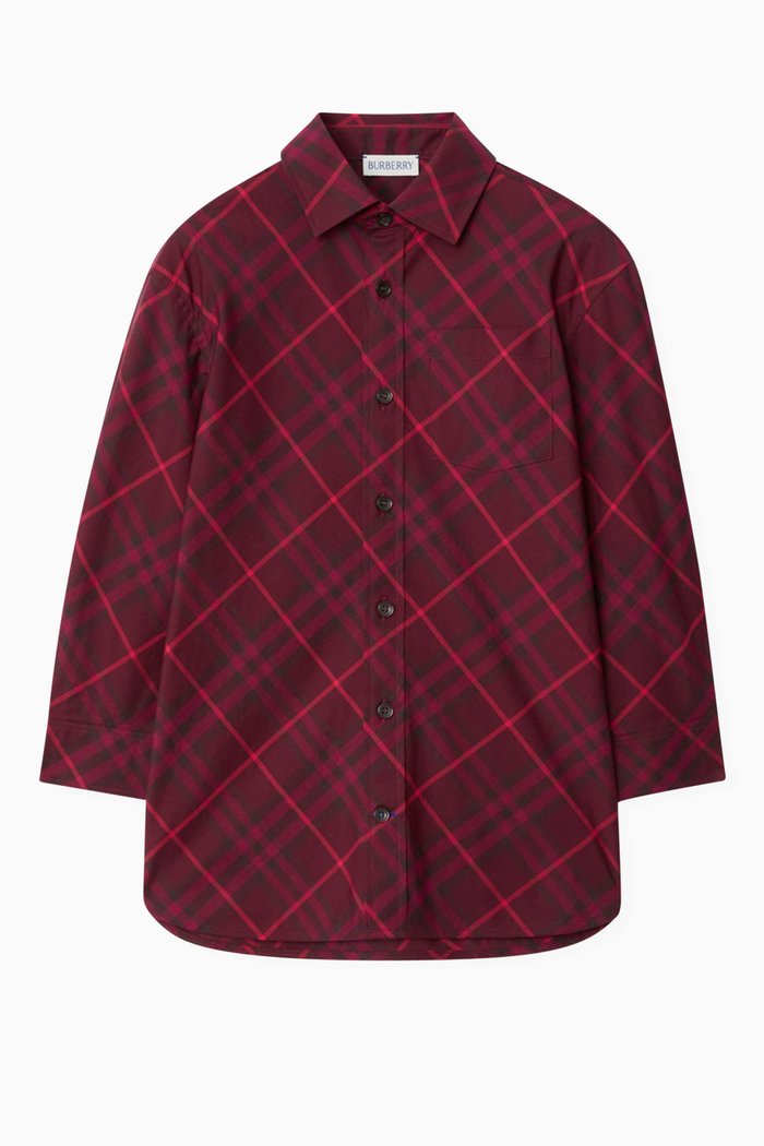 

Check Print Shirt in Cotton, Red
