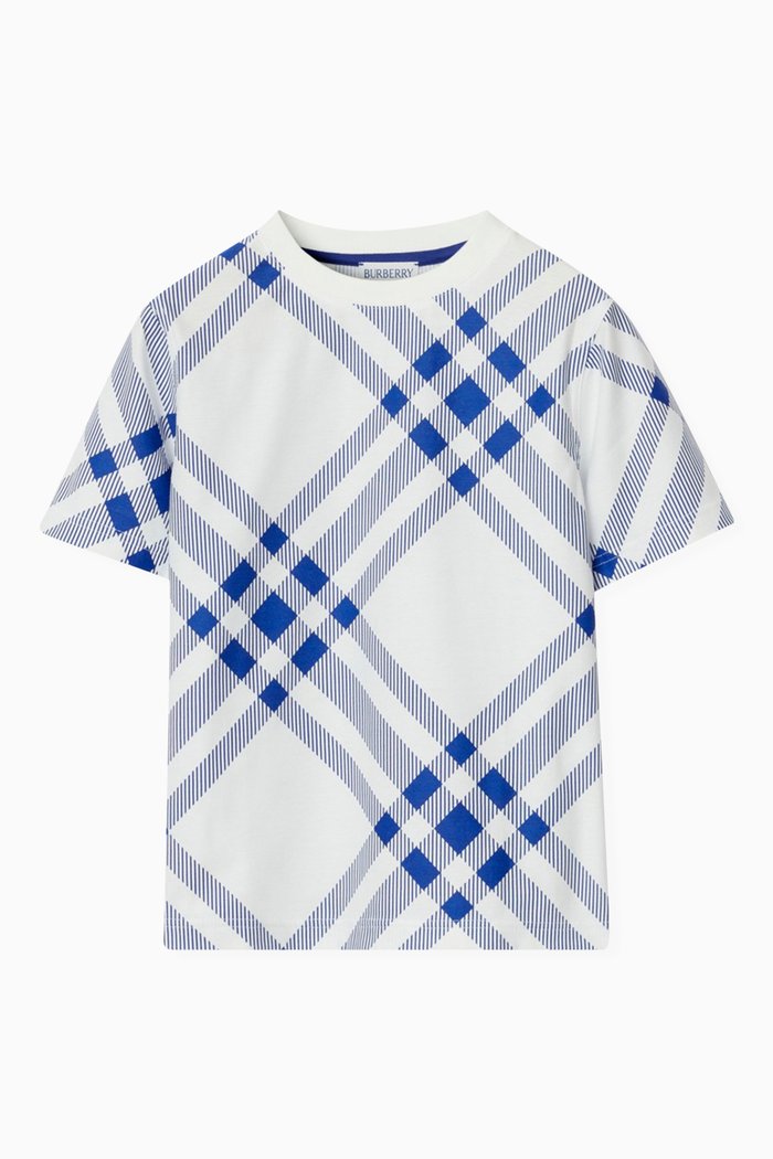 

Check Print T-Shirt in Cotton, Blue