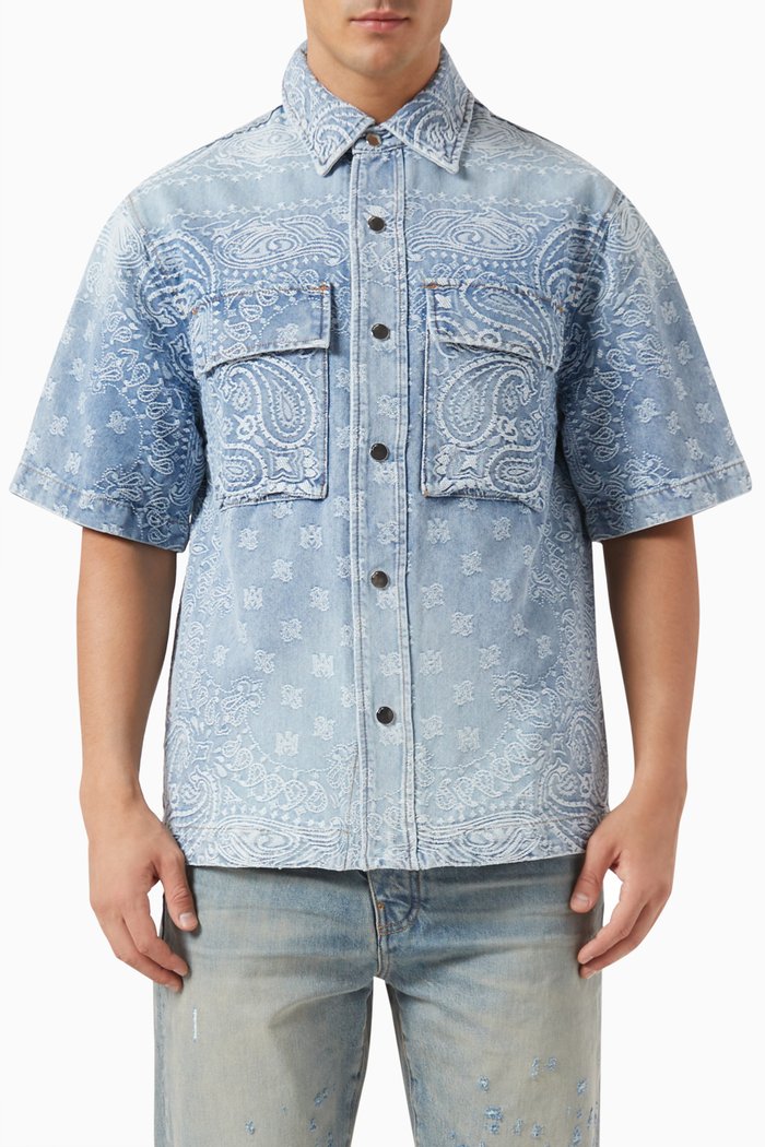 

Bandana Jacquard Shirt in Cotton, Blue