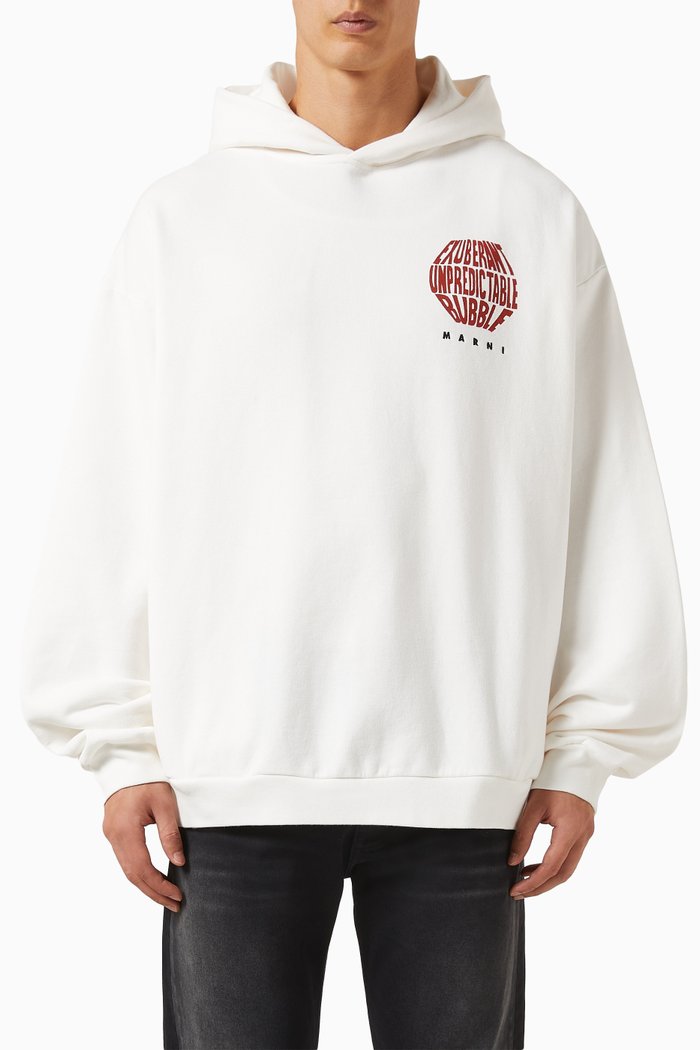 

Bubble-print Hoodie in Cotton, White