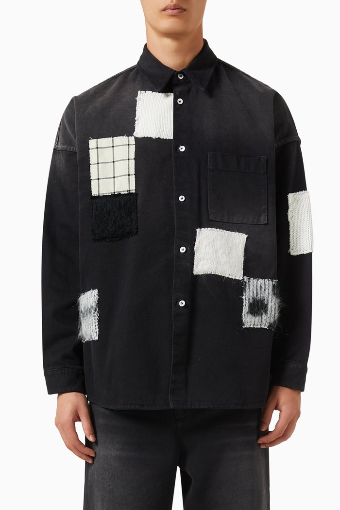 

Patterned Patches Shirt in Bull Denim, Black