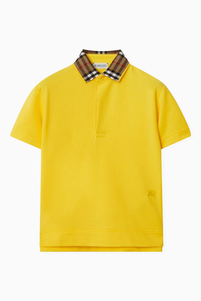 

Check-print Polo Shirt in Cotton, Yellow