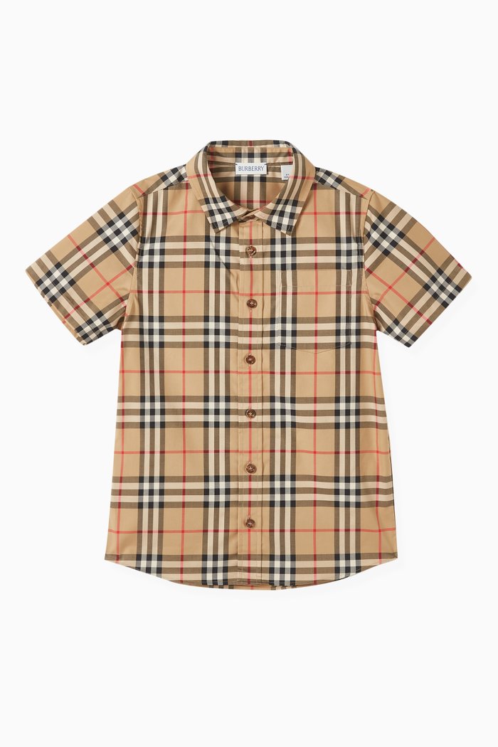 

Check Shirt in Stretch Cotton, Neutral
