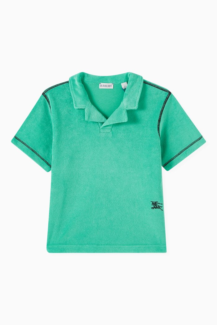 

Embroidered Polo Shirt in Cotton-blend Towelling, Green