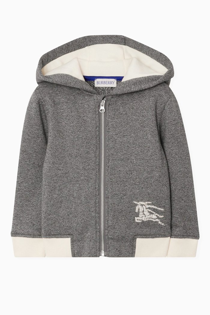 

Equestrian Knight Motif Hoodie in Cotton, Grey