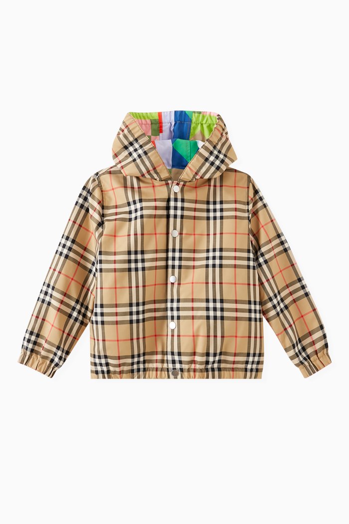 

Check Reversible Jacket in Cotton Stretch, Neutral