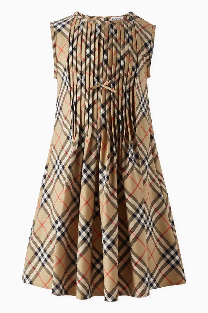 

Check Dress in Stretch Cotton, Neutral