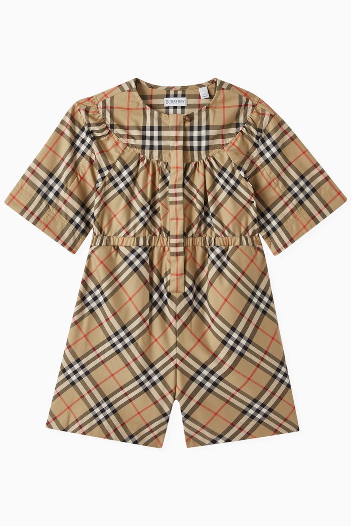 

Check Playsuit in Cotton Stretch, Neutral