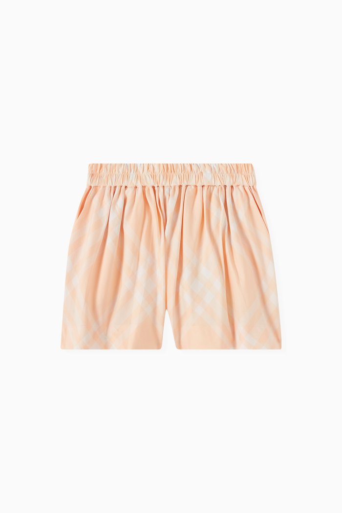Check-print Shorts in Cotton, Orange