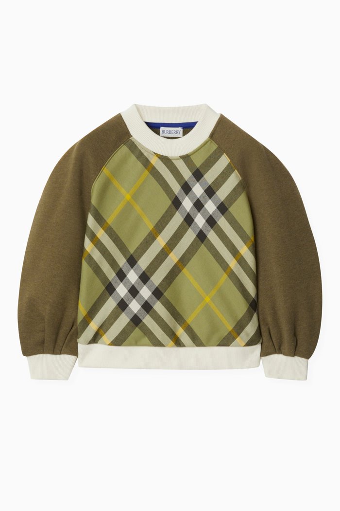 

Check-print Sweatshirt in Cotton, Green