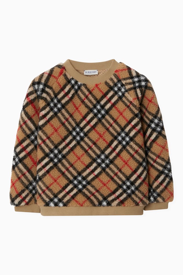 

Lora Check Fleece Sweater, Neutral