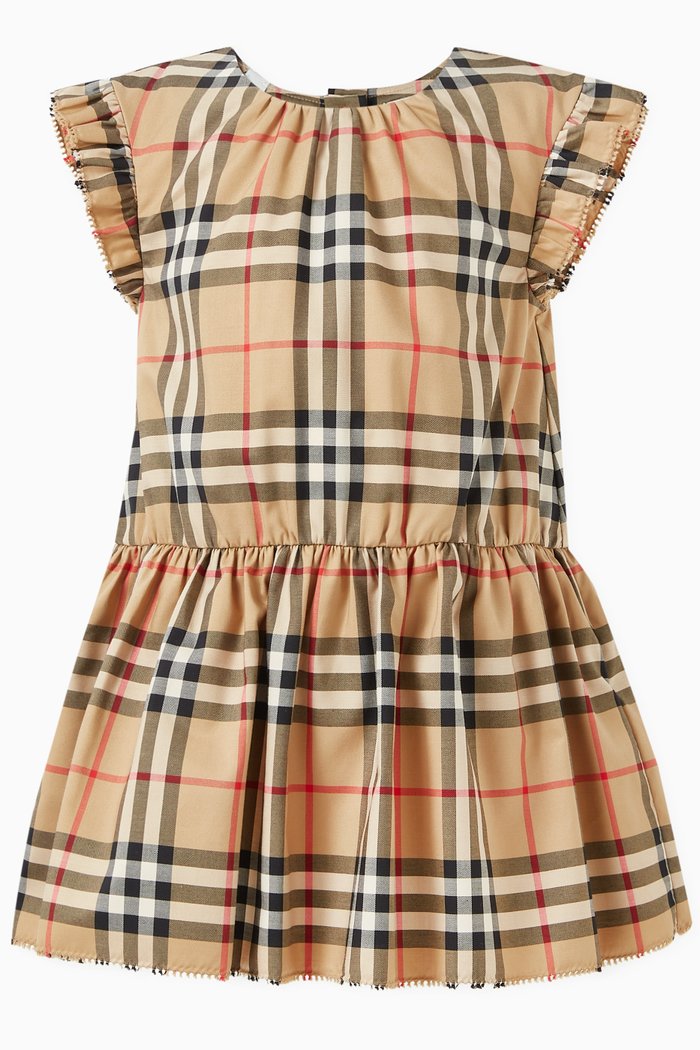 

Check Dress & Bloomers Set in Stretch Cotton, Neutral