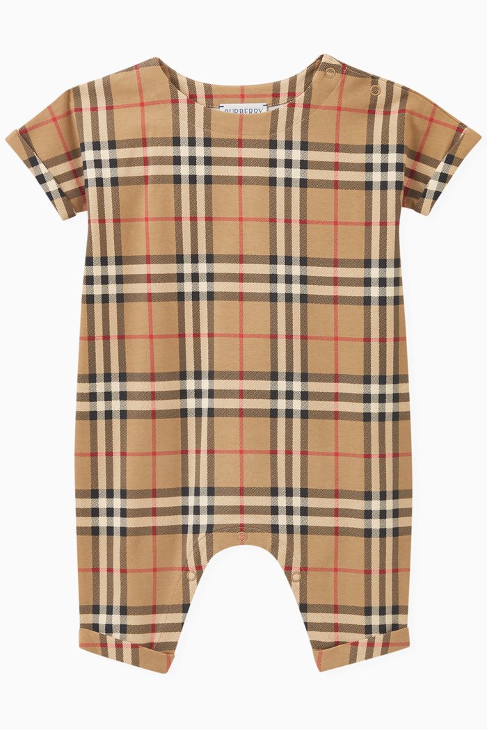 

Check-print Romper in Cotton, Neutral