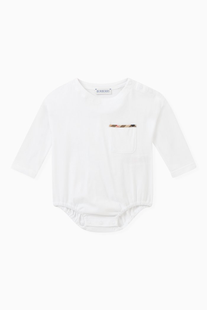 

Check-print Bodysuit in Cotton, White
