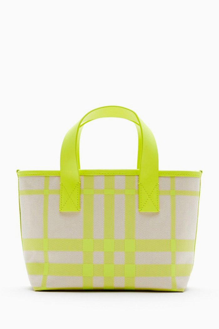 Check Tote Bag in Cotton-canvas, Yellow