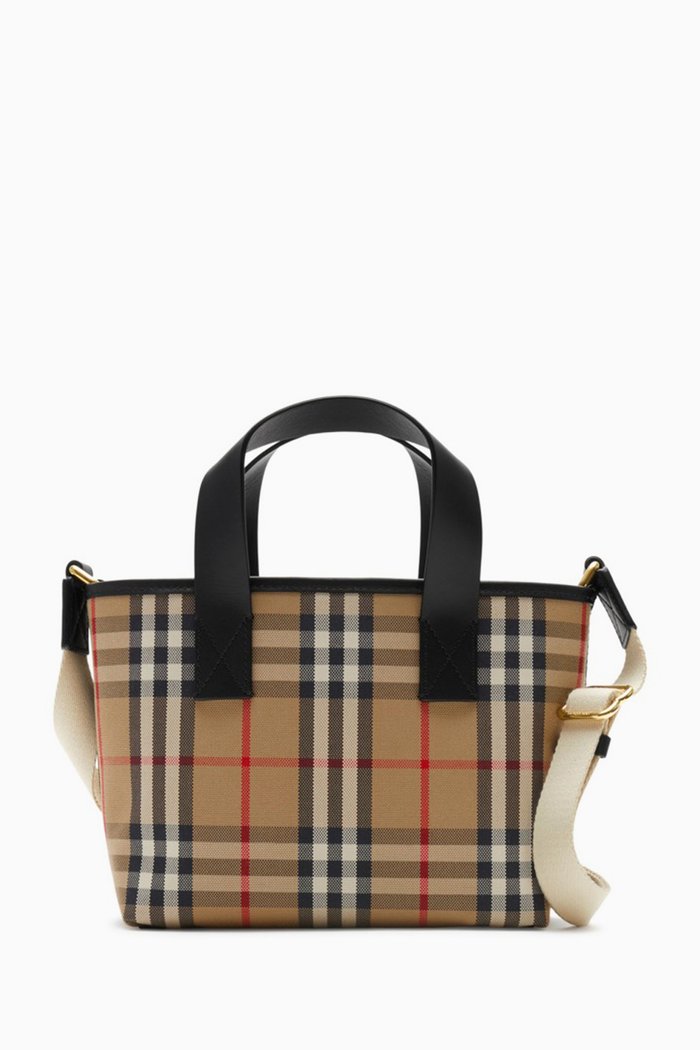 

Check Tote Bag in Cotton-canvas, Neutral