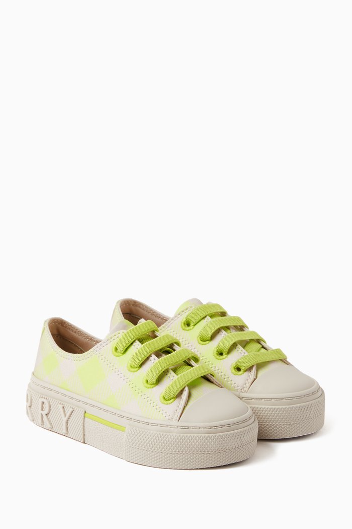 

Check Sneakers in Cotton Canvas, Yellow