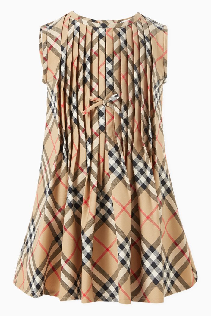 

Check Dress in Stretch Cotton, Neutral