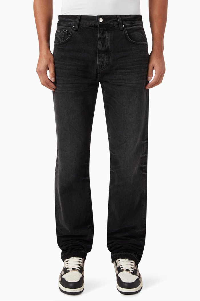 

Release Hem Straight Jeans in Cotton, Black